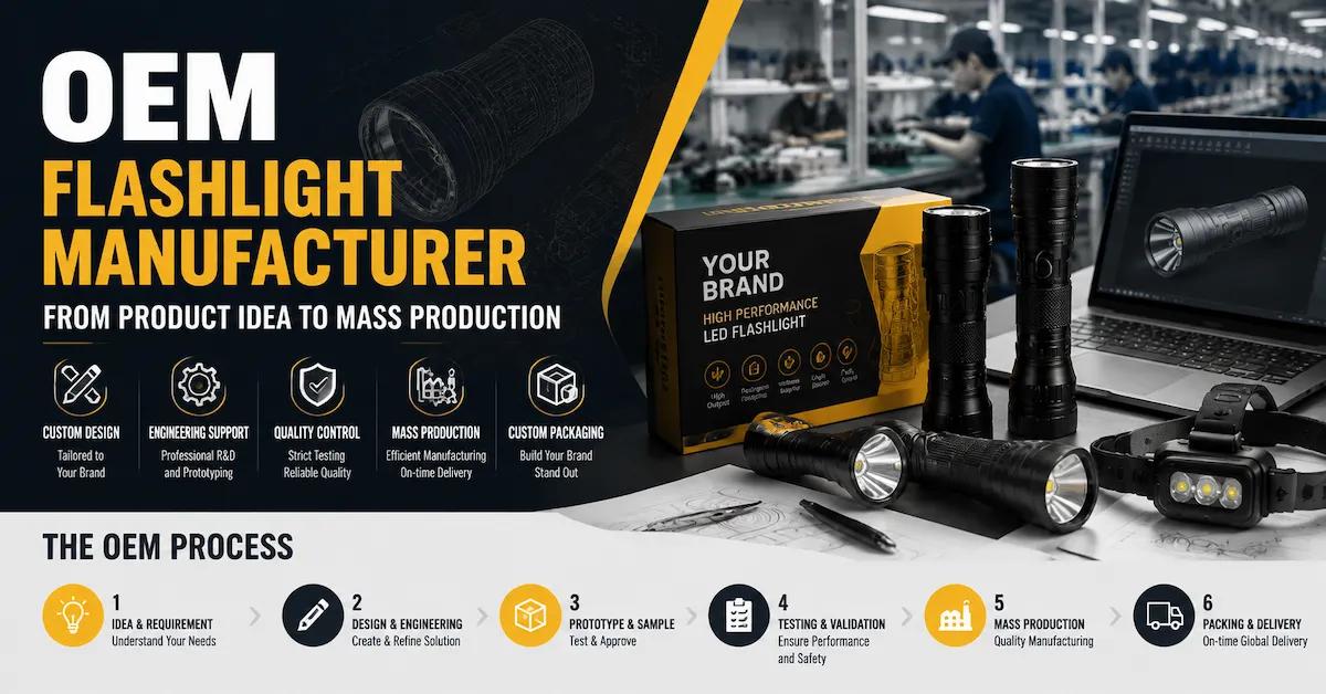 دليل الشركة المصنعة لمصباح يدوي OEM: من فكرة المنتج إلى الإنتاج الضخم