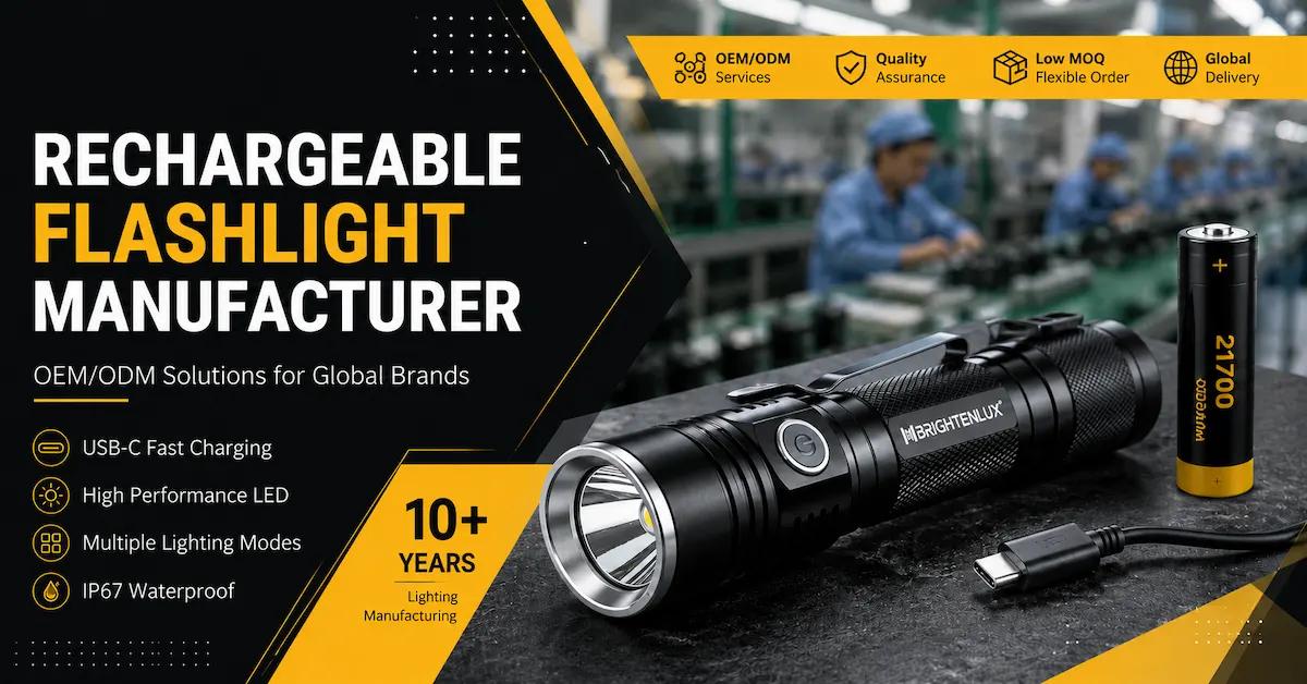 Rechargeable Flashlight Manufacturer: How OEM Buyers Compare Batteries, USB-C, QC, and Customization