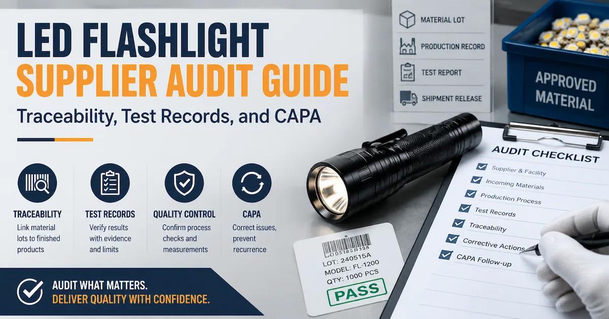 LED Flashlight Supplier Audit Guide: Traceability, Test Records, and CAPA