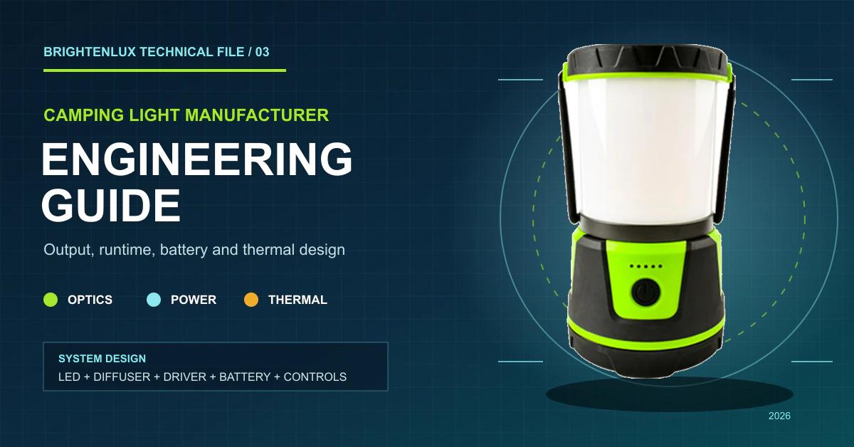 Camping Light Manufacturer Engineering Guide: Output, Runtime, Battery, and Thermal Design