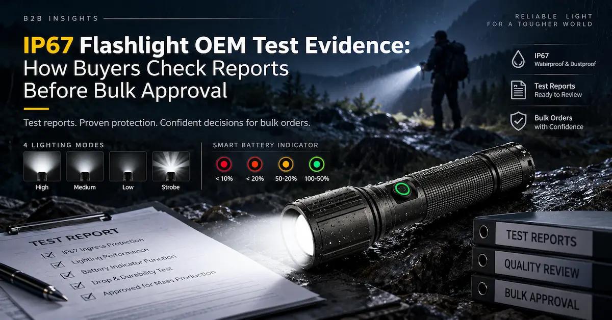 IP67 Flashlight OEM Test Evidence: How Buyers Check Reports Before Bulk Approval